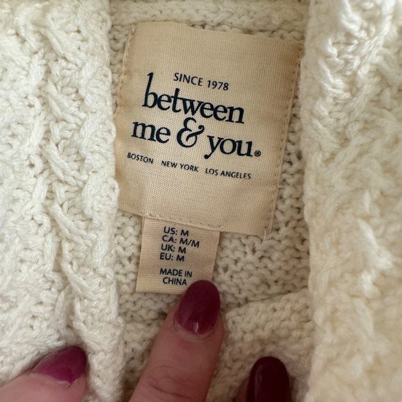 NWT Between Me & You Cream Cowl Neck Seater- Size Medium - Picture 3 of 11